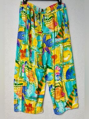 Vintage Jams World Rayon Tropical Art Print Lounge Pants  Made in the USA 
Large